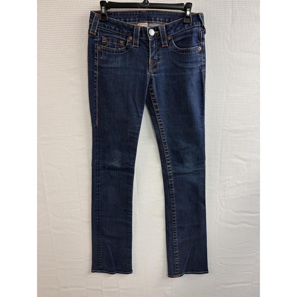 True Religion Jeans Womens 26 Blue Johnny Straight Slim Low Rise Stretch USA